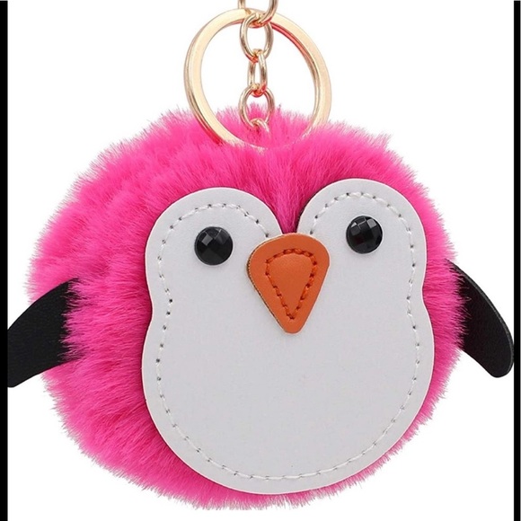 🆕 Rose Gold Puffy Pink Penguin Keychain - Picture 2 of 3
